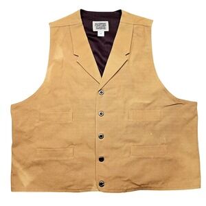 Frontier Classics Vest Mens 2XL Beige Cotton Waistcoat Belted Western Casual